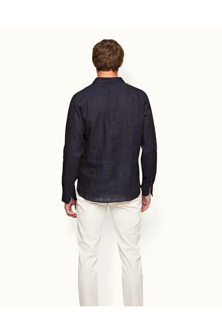 Percy Linen Classic Collar Overhead Linen Shirt, Alternate, color, Dark Navy