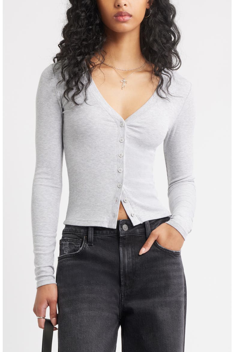 Rib Cardigan, Main, color, GREY SOFT HEATHER