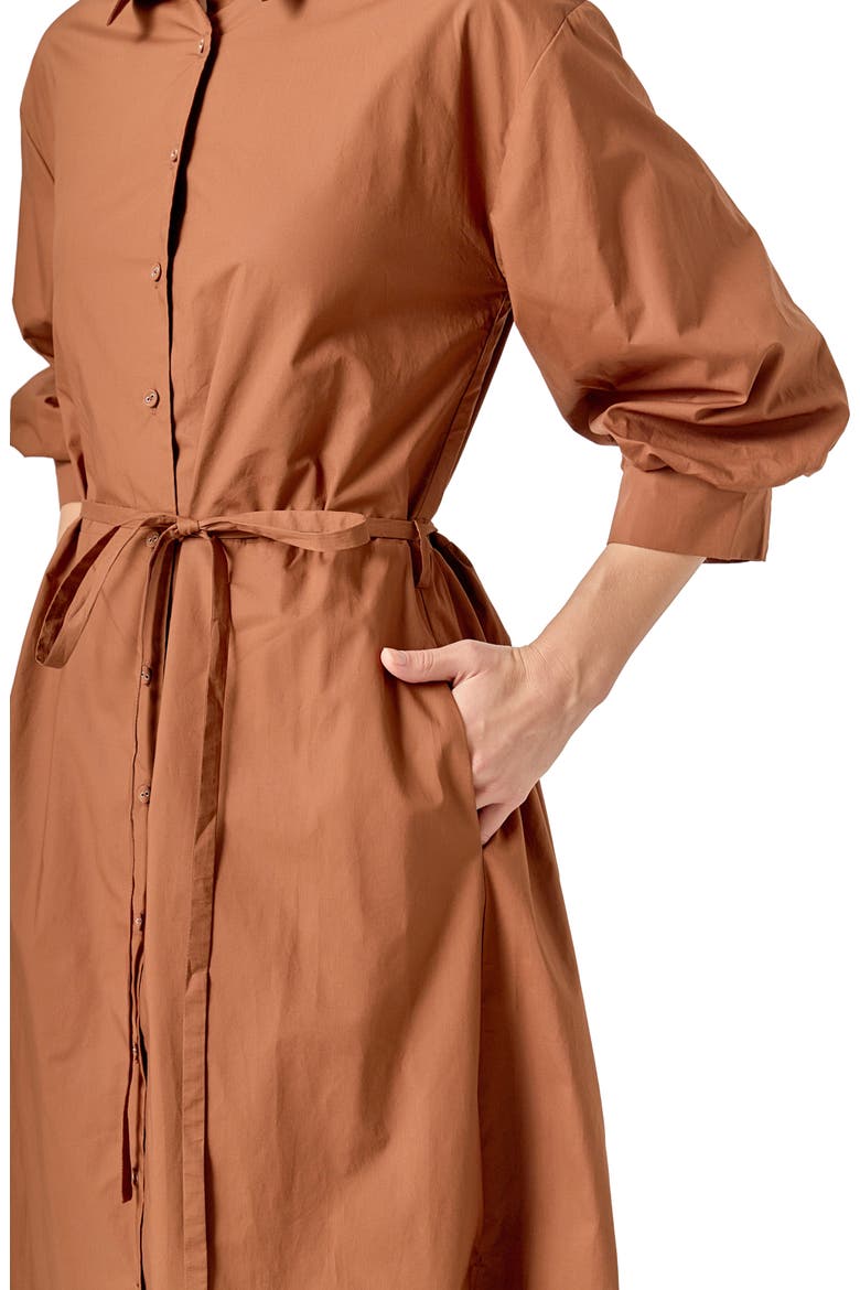 Flared Cotton Midi Dress, Alternate, color, BROWN