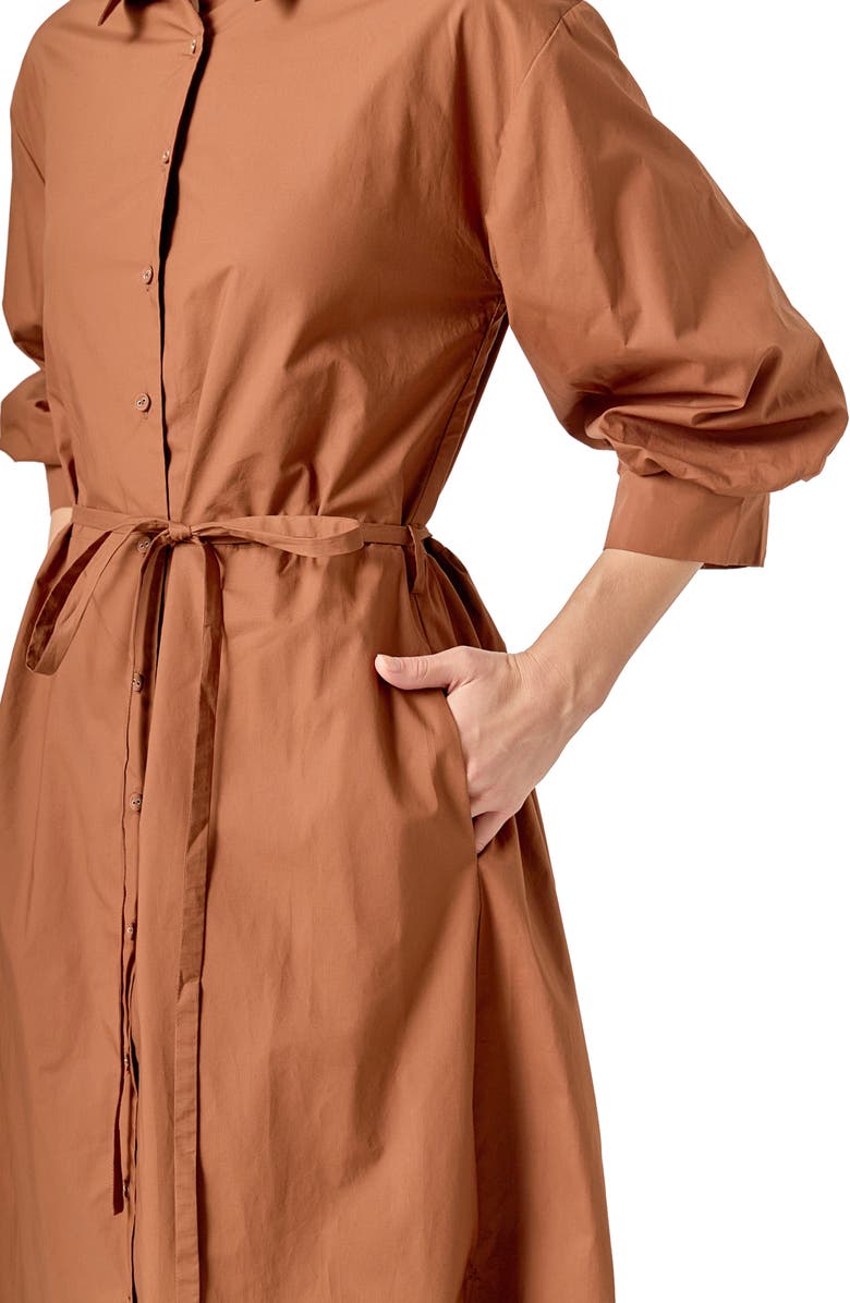 English Factory Flared Cotton Midi Dress, Alternate, color, Brown