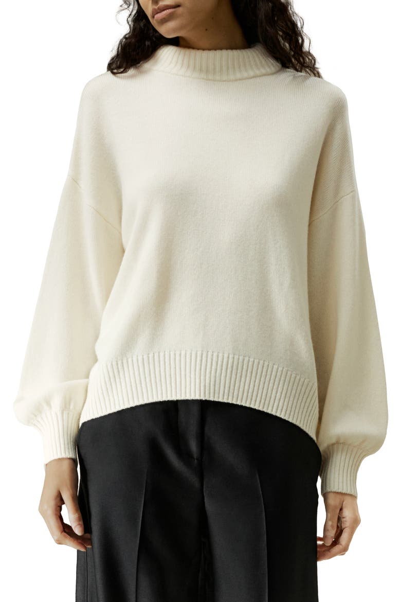Drop shoulder Wool Sweater, Main, color, White