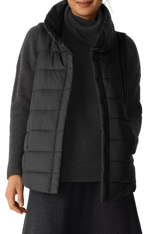 Eileen Fisher Stand Collar Puffer Vest In Black