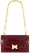 Mac Duggal Gold Plated Hardware Crocodile Leather Shoulder Bag