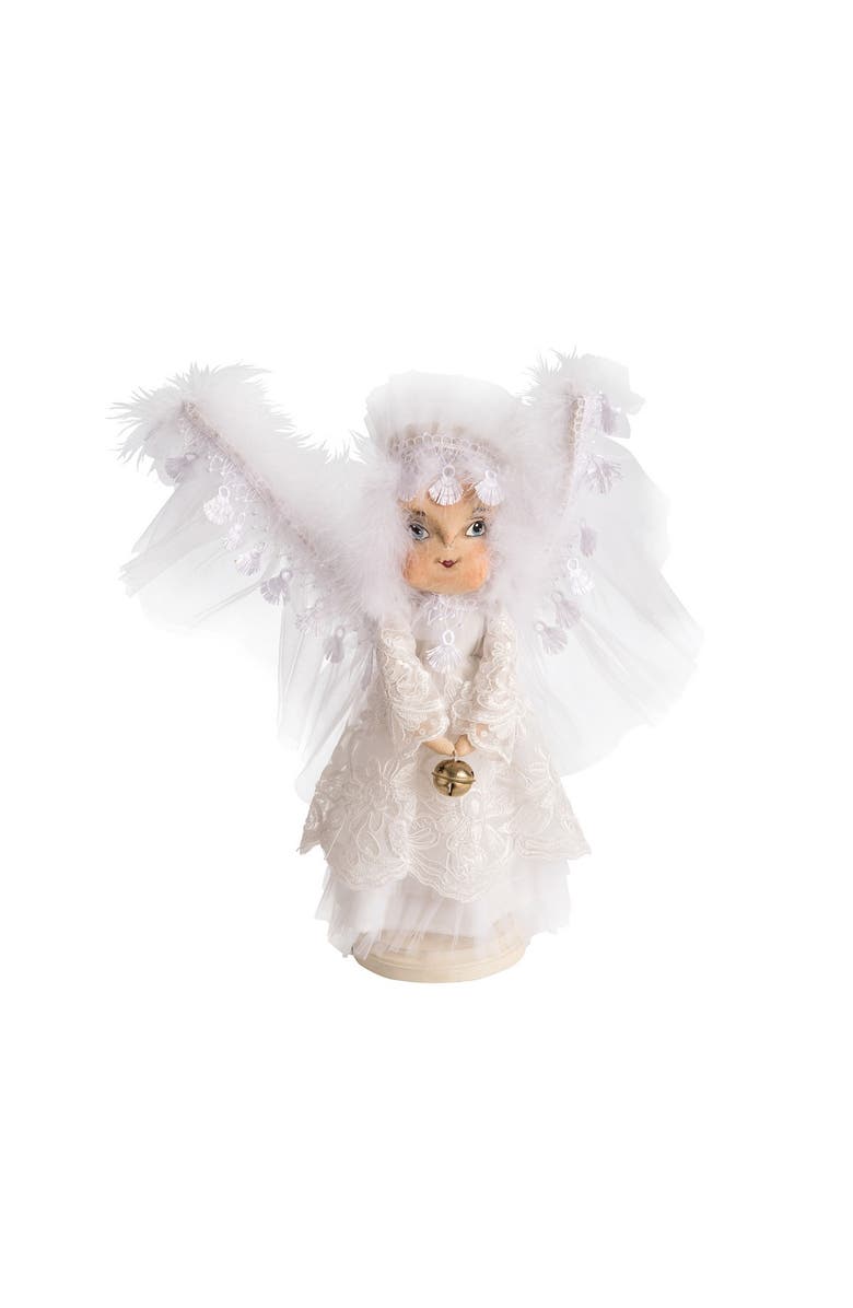 Gallerie II Lizette Angel Joe Spencer Gathered Traditions Christmas Art Doll Figure On Stand, Main, color, White