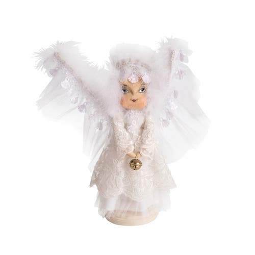 Gallerie Ii Lizette Angel Joe Spencer Gathered Traditions Christmas Art Doll Figure On Stand In White