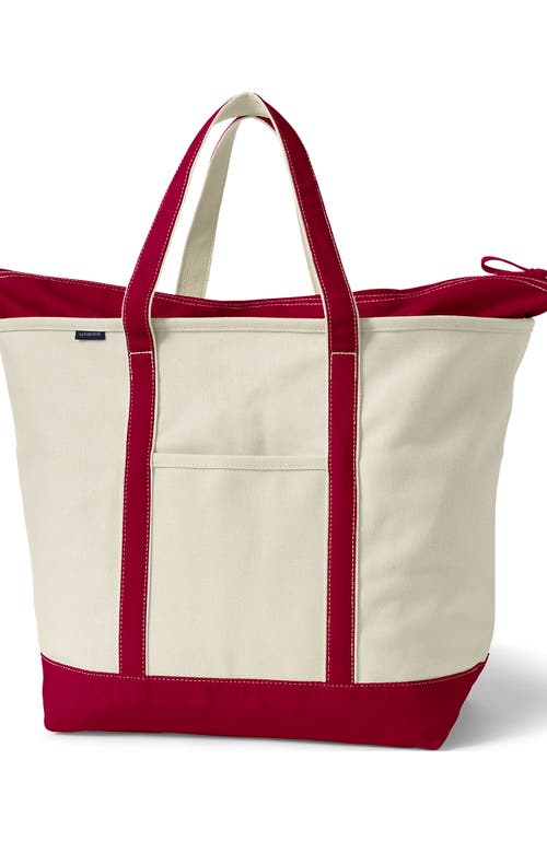 Lands' End Zip Top Canvas Tote Bag In Blue