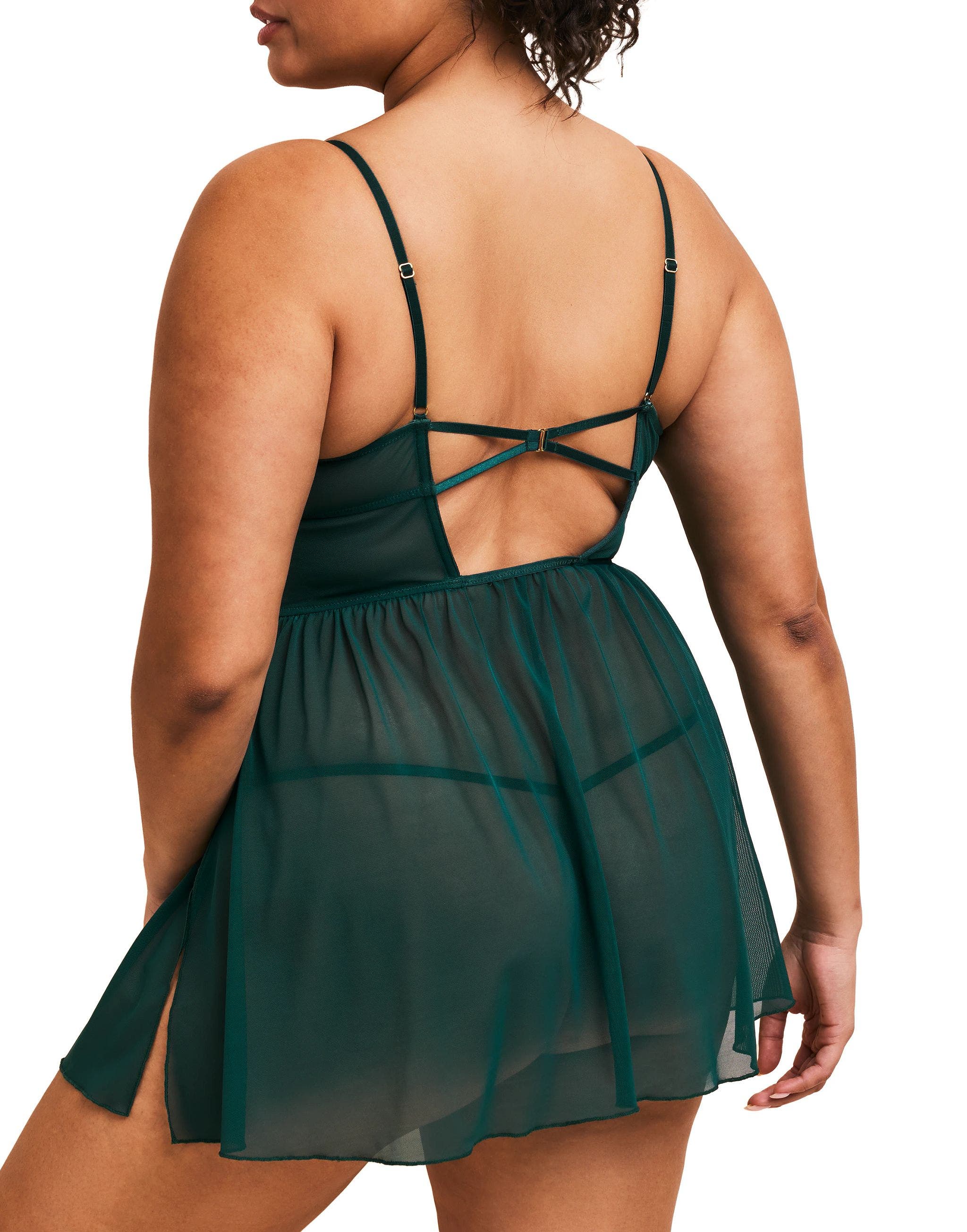 green lingerie dress Sexy Women'S Set Medium Stretch Closure Type Green Silk Crisscross Nightgown for