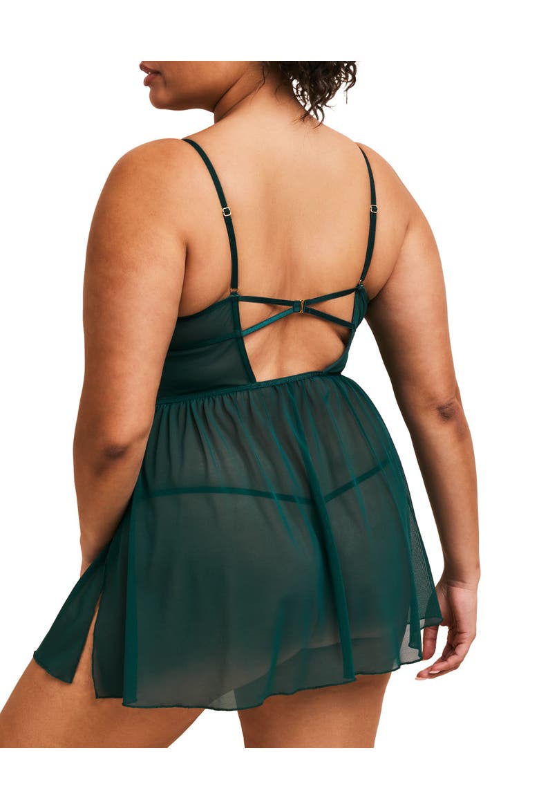 Rae Unlined Babydoll & G-String Set Lingerie, Alternate, color, medium green