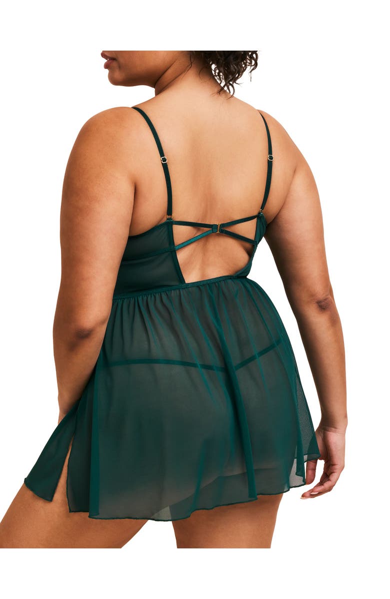 Adore Me Rae Unlined Babydoll & G-String Set Lingerie, Alternate, color, Medium Green