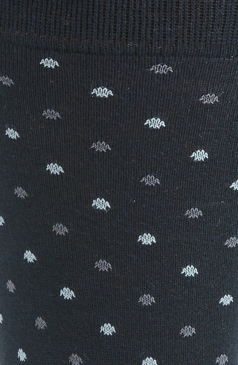 Pantherella Needham Dot Pattern Tall Cotton Blend Dress Socks, Alternate, color, Navy