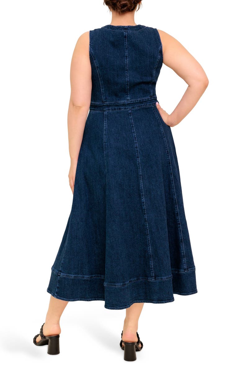 FLYING TOMATO Zip Front Denim Maxi Dress, Alternate, color,
