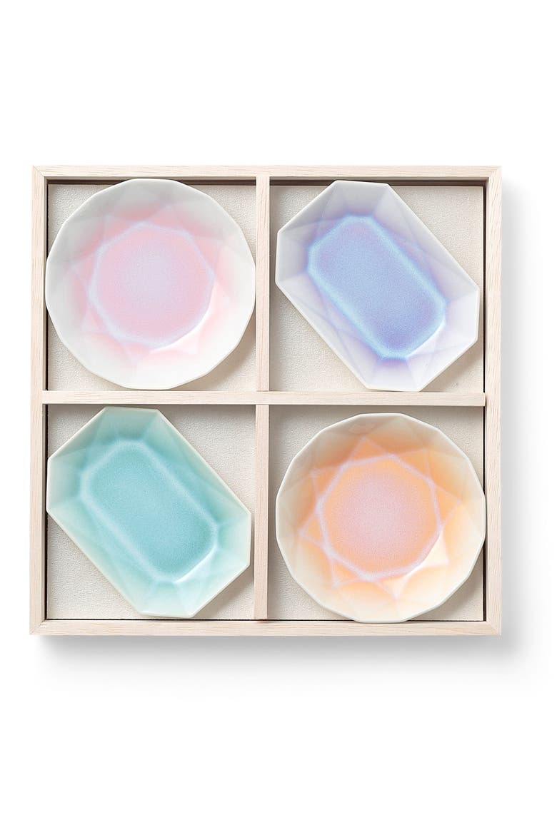 Design Store Set of 4 Pastel Origami Dishes, Alternate, color, MULTI