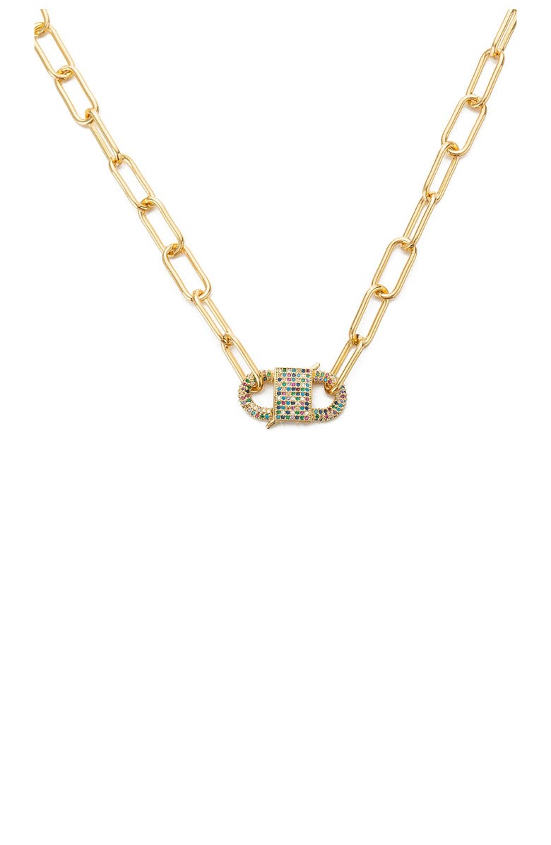 EYE CANDY LOS ANGELES Golden Chain Link Necklace with CZ Crystal Pendant, Alternate, color, Gold