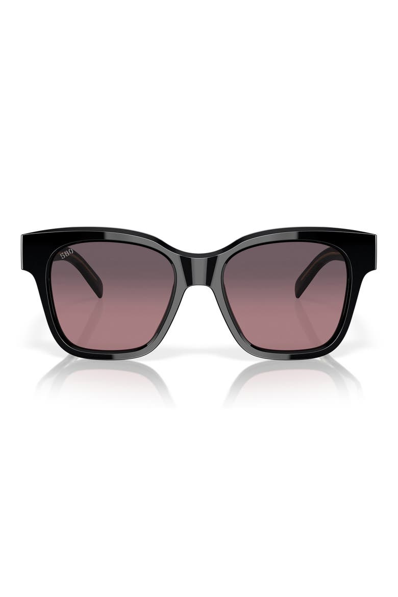 54mm Polarized Square Sunglasses, Main, color, BLACK/ ROSE GRADIENT