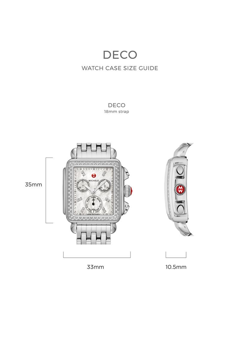 Deco Diamond Dial Watch Case, 33mm x 35mm, Alternate, color, SILVER