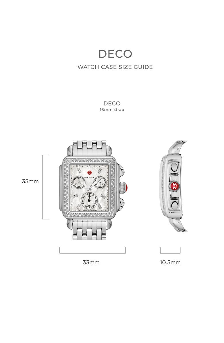 MICHELE Deco Diamond Dial Watch Case, 33mm x 35mm, Alternate, color,