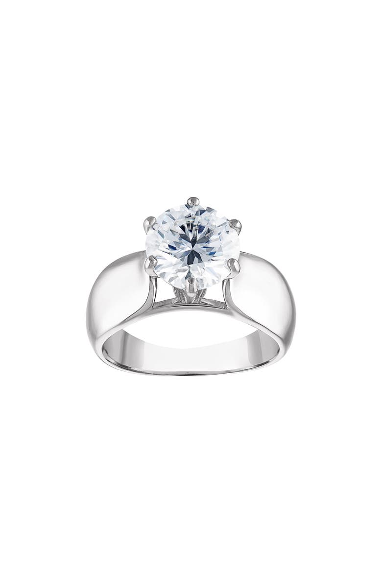 Sterling Silver Lab Created Moissanite Ring, Main, color, WHITE
