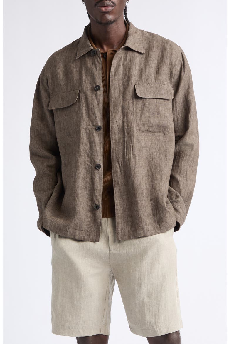 Linen Overshirt, Main, color, DARK WALNUT26