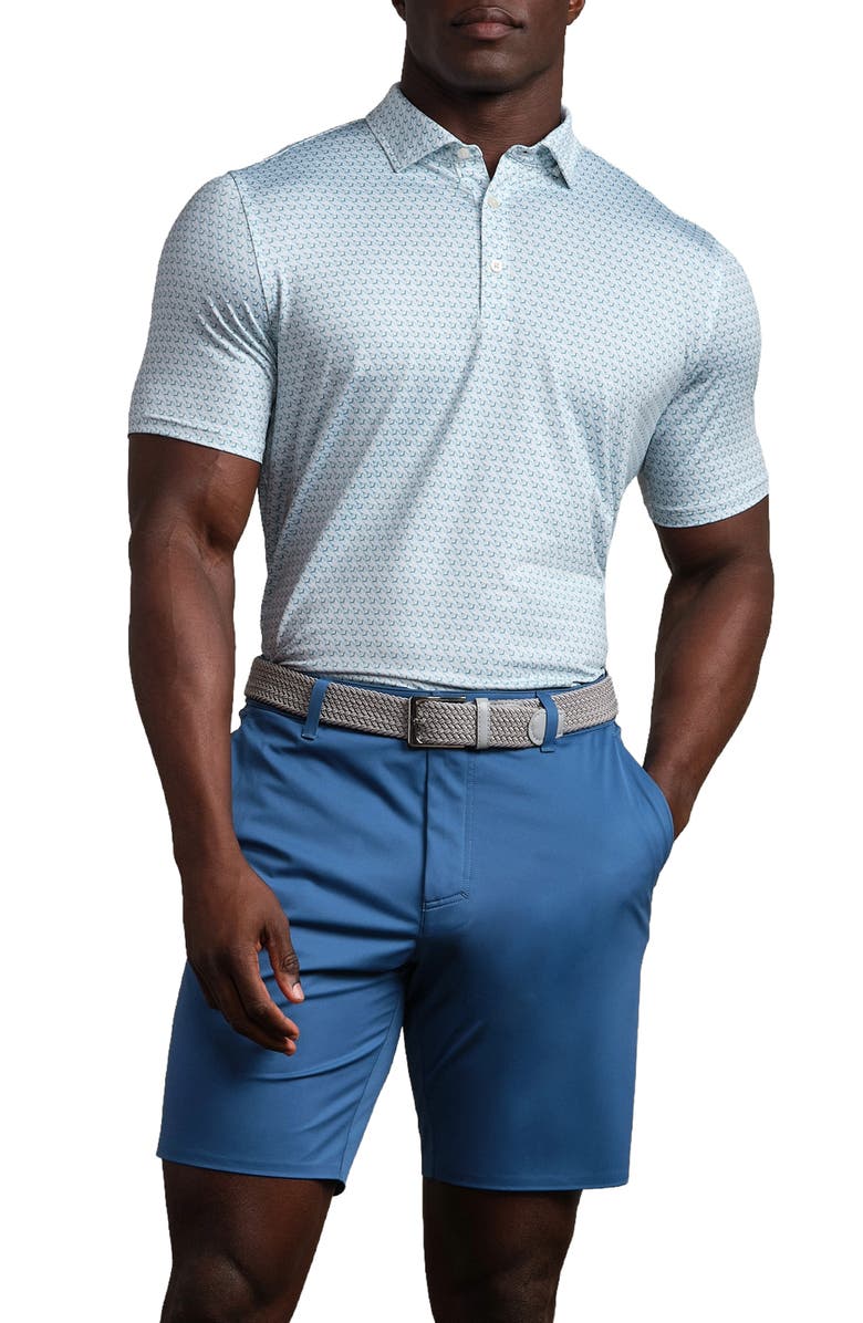 Rhone Drive Time Performance Polo, Main, color, Cool Mint Diamond Geo