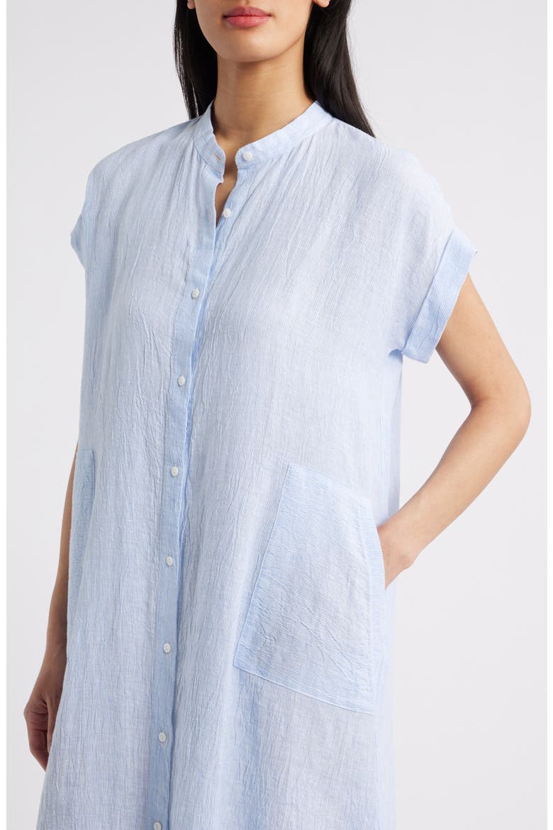 Short Sleeve Organic Linen Shift Dress, Alternate, color, ULTRAMARINE