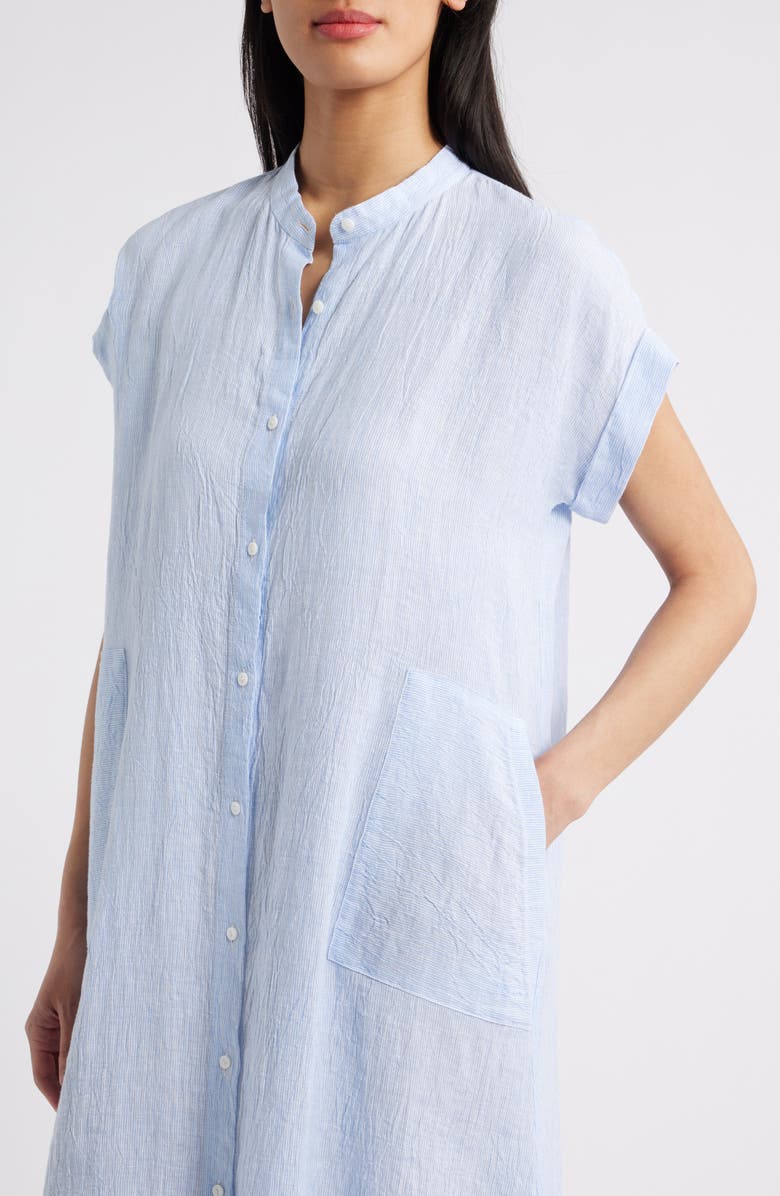 Eileen Fisher Short Sleeve Organic Linen Shift Dress, Alternate, color, Ultramarine