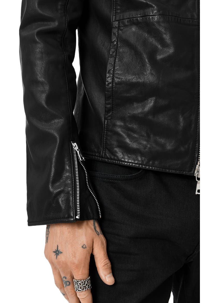 Jared Leather Racer Jacket, Alternate, color, BLACK