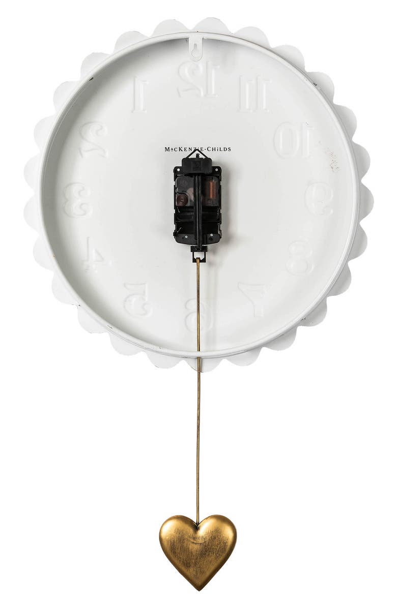 MACKENZIE CHILDS Sterling Check Heart Pendant Wall Clock, Alternate, color, Sterling