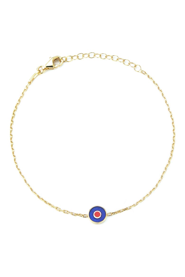 14k Gold Plated Enamel Evil Eye Anklet, Main, color, GOLD