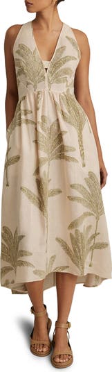 Reiss Anna Foliage Print Linen Midi Dress | Nordstromrack Reiss Anna Foliage Print Linen Midi Dress | Nordstromrack