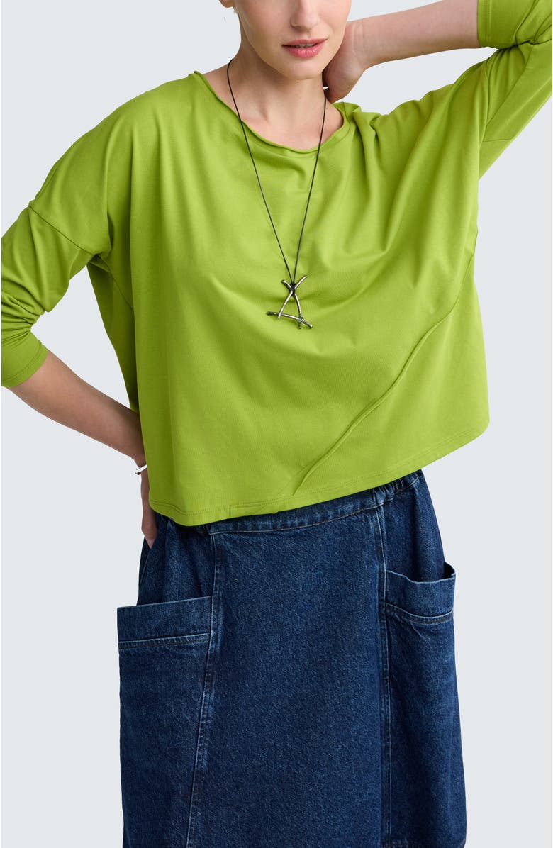 LUUKAA Cerys Asymmetric Jersey Blouse, Alternate, color, Lime