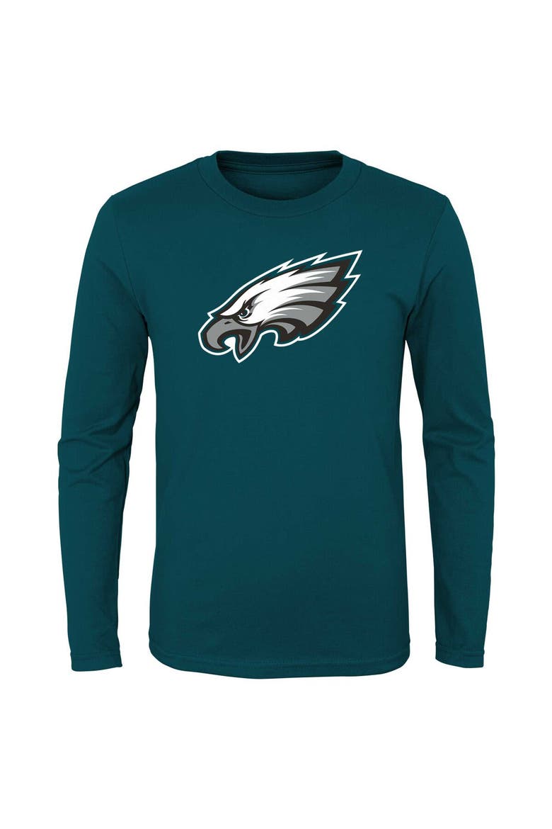 Youth Midnight Green Philadelphia Eagles Primary Logo Long Sleeve T-Shirt, Main, color, Green