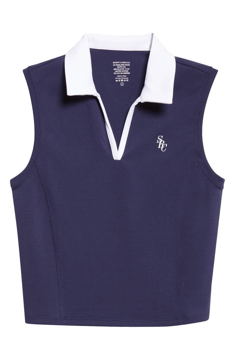 Sporty & Rich Sports Crop Polo Vest, Alternate, color, Dark Navy/ White