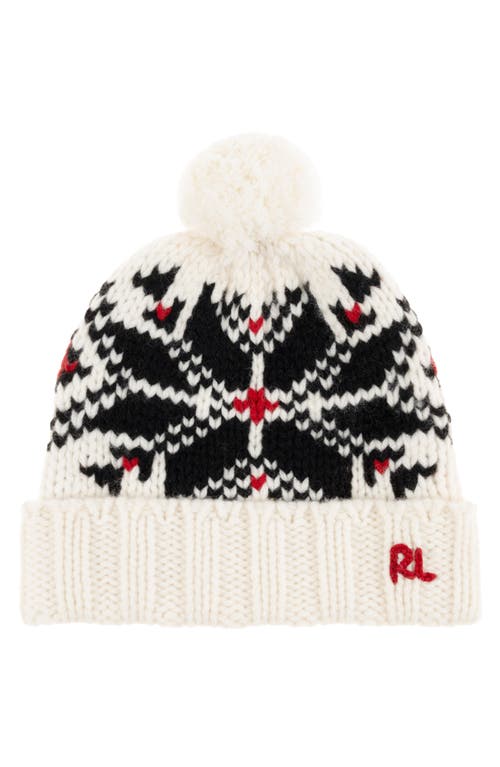Polo Ralph Lauren Snowflake Wool Pompom Beanie In Neutral