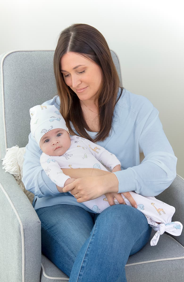 aden + anais Comfort Knit Gown & Hat Set, Alternate, color, Jungle Jammin