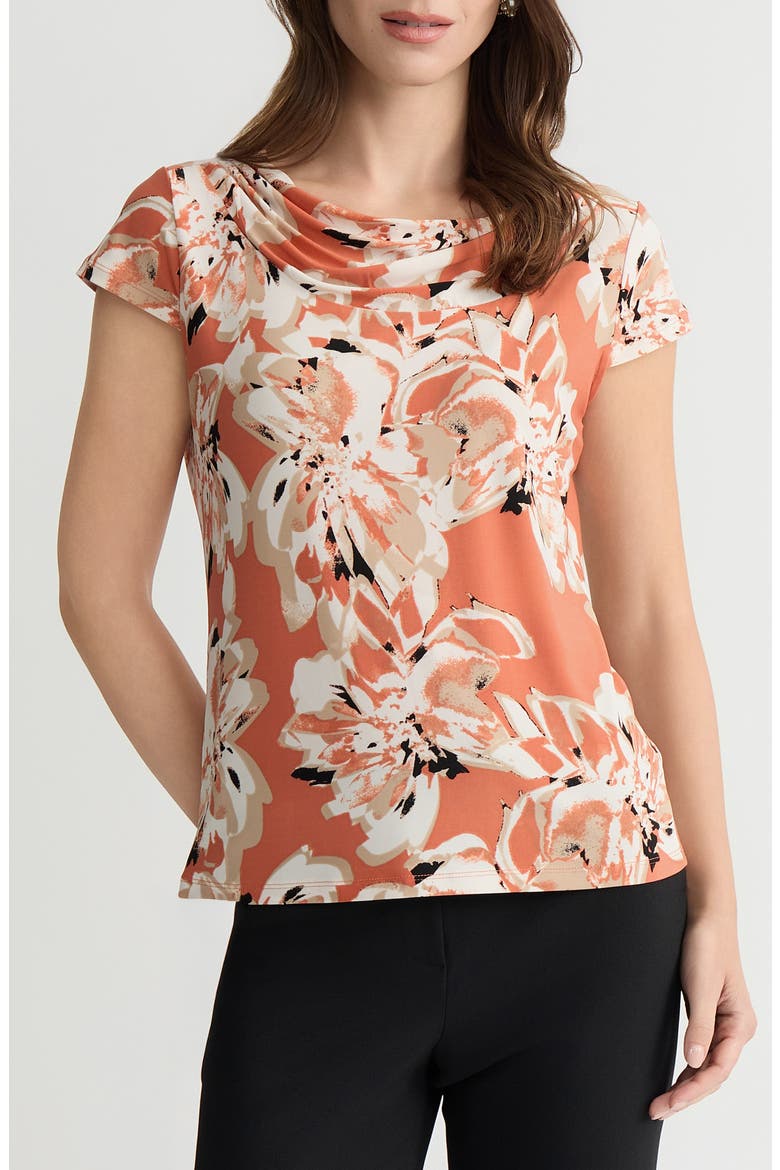 Floral Cowl Neck Top, Main, color, MANDARIN MULTI