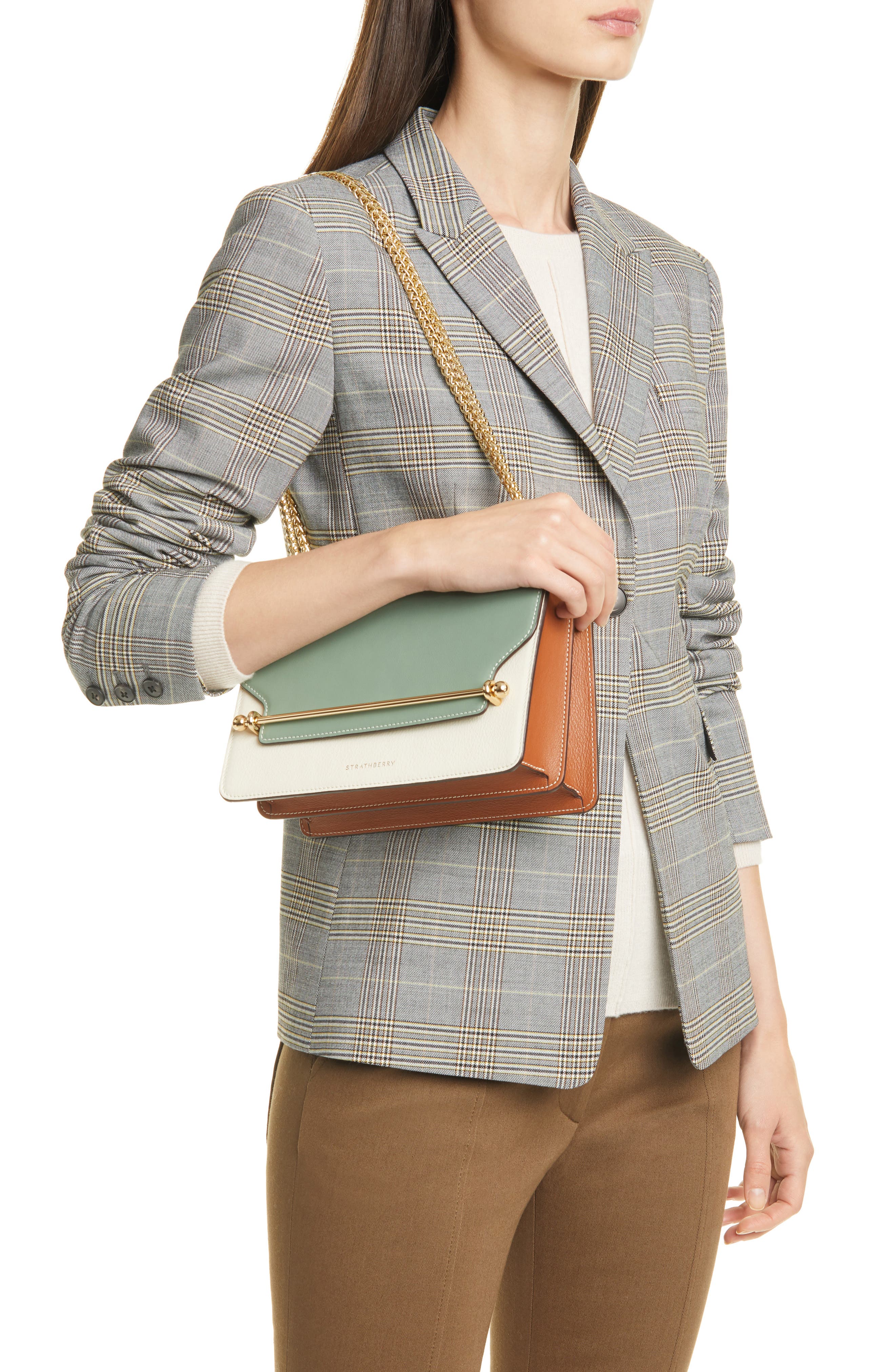 Strathberry East/West Tricolor Calfskin Leather Crossbody Bag, Alternate, color, 