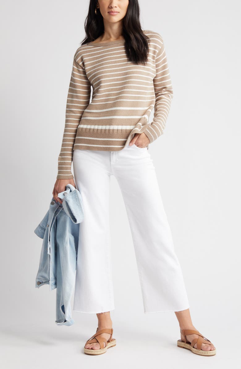 Caslon<sup>®</sup> Stripe Boatneck Sweater, Main, color, 