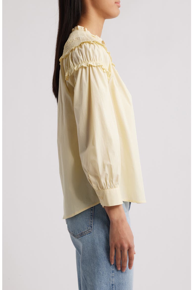 Smoked Yoke Ruffle Shirt, Alternate, color, BUTTERCREAM