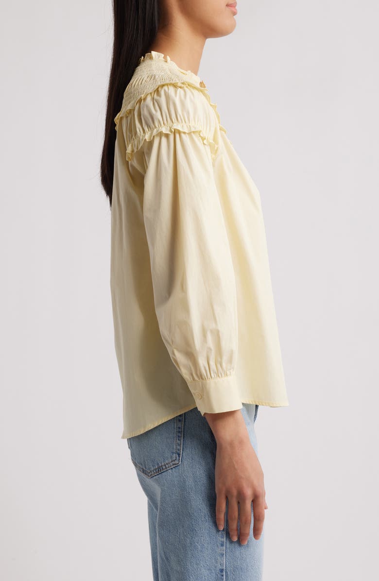 Wit & Wisdom Smoked Yoke Ruffle Shirt, Alternate, color, Buttercream