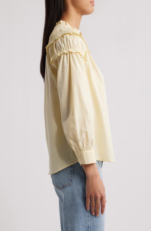 Wit & Wisdom Smoked Yoke Ruffle Shirt In Buttercream