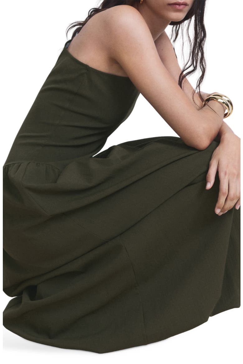 One-Shoulder Bubble Hem Midi Dress, Alternate, color, KHAKI GREEN