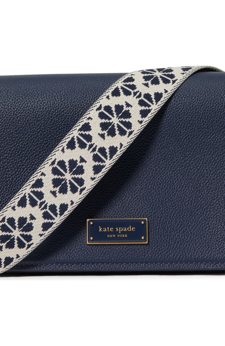 Kate Spade New York small liv pebble leather flap crossbody bag, Alternate, color, Parisian Navy