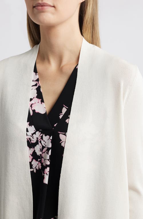 Anne Klein Nappa Open Front Cardigan In White Dove