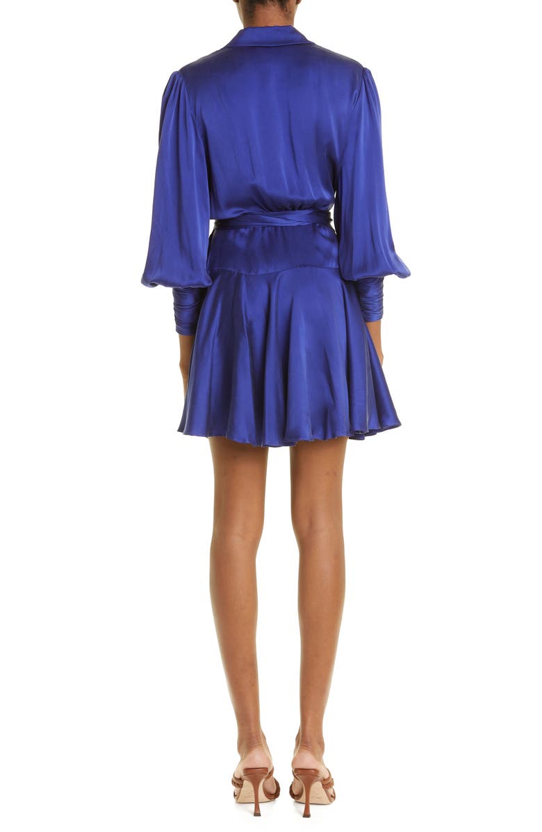 Zimmermann Balloon Sleeve Silk Wrap Dress, Alternate, color, 