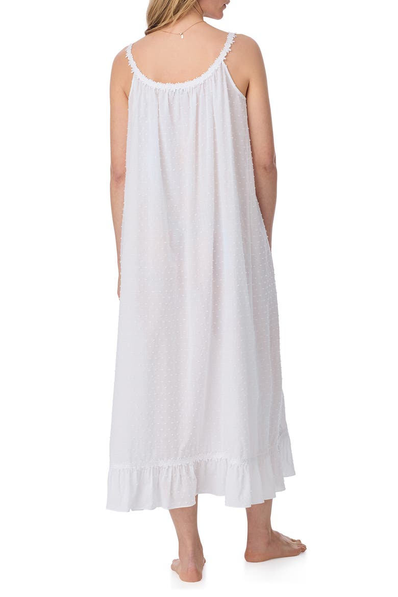 Swiss Dot Strappy Long Cotton Ballet Nightgown, Alternate, color, WHITE