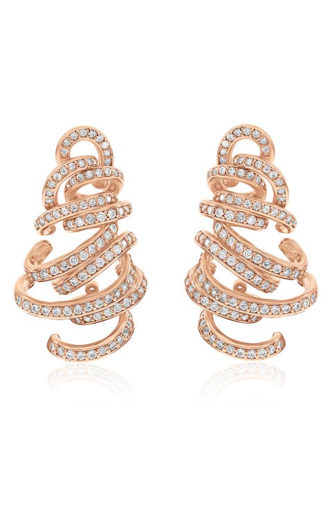 Cubic Zirconia Spiral Drop Earrings