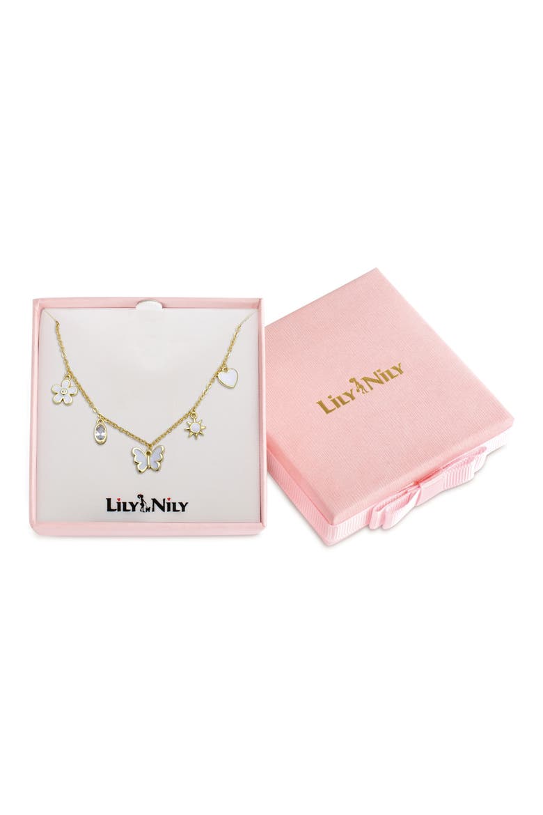 Kids' Enamel & Cubic Zirconia Charm Necklace, Alternate, color, WHITE