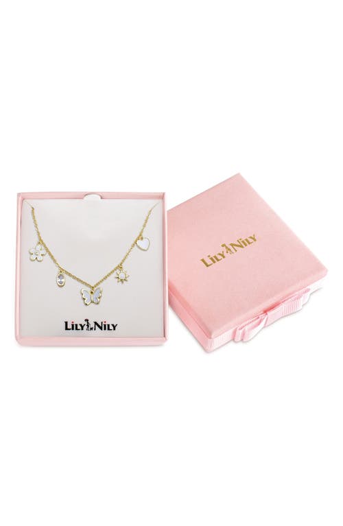 Lily Nily Kids' Enamel & Cubic Zirconia Charm Necklace In White