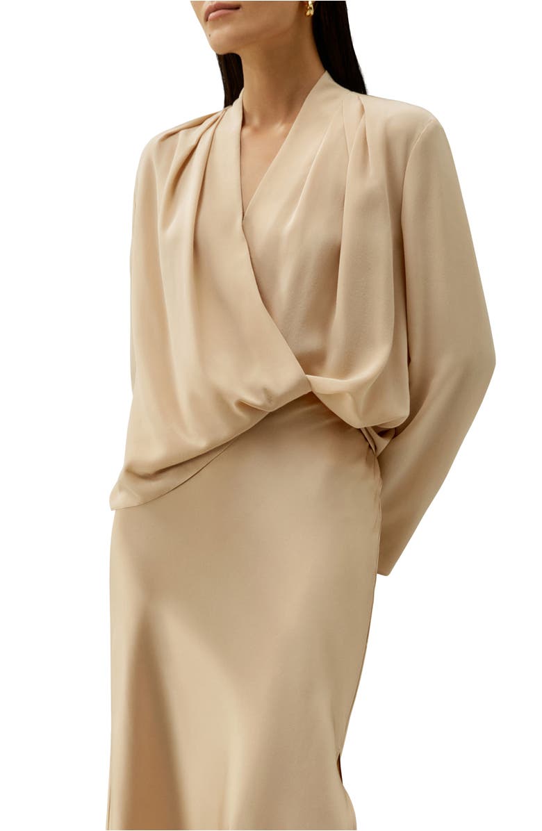 Lilysilk Silk Crêpe de Chine Long Sleeve Blouse, Main, color, Pale Gold