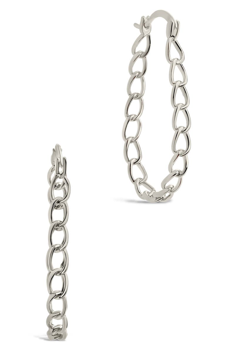 Sterling Forever Chain Link Hoop Earrings, Main, color, 
